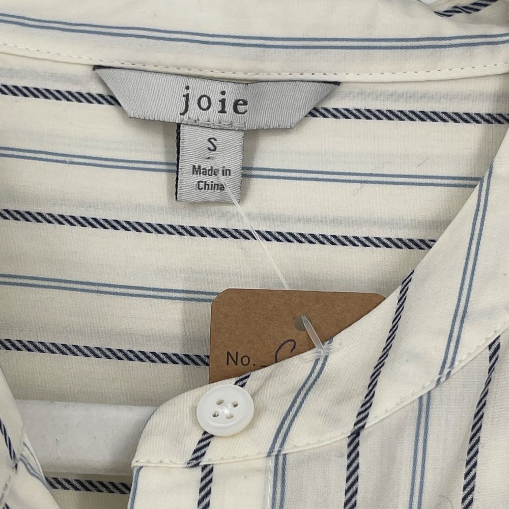 Joie Yoella Striped Button Up Top Blouse Band Collar Puff Balloon Sleeve sz Sm - Picture 5 of 7
